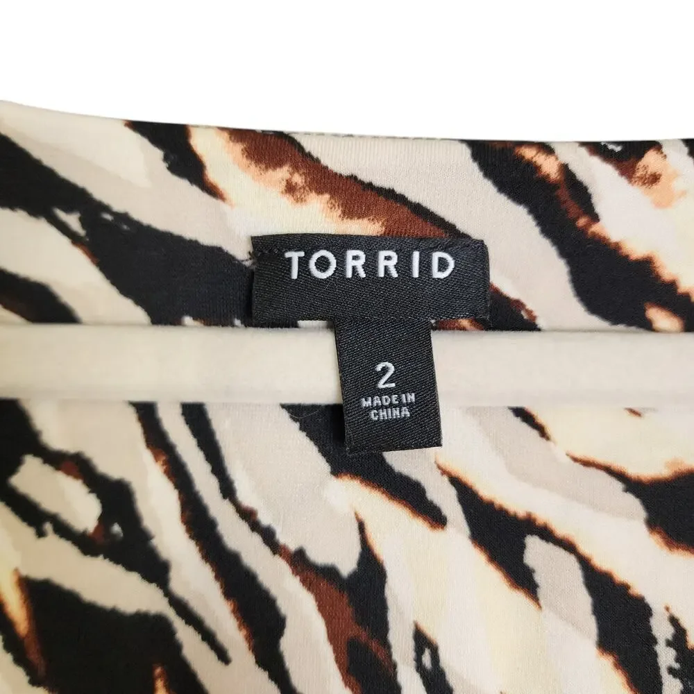 Torrid Womens Maxi Studio Knit Dress Plus Size 2X Watercolor Zebra Print Cutout - Picture 4 of 11